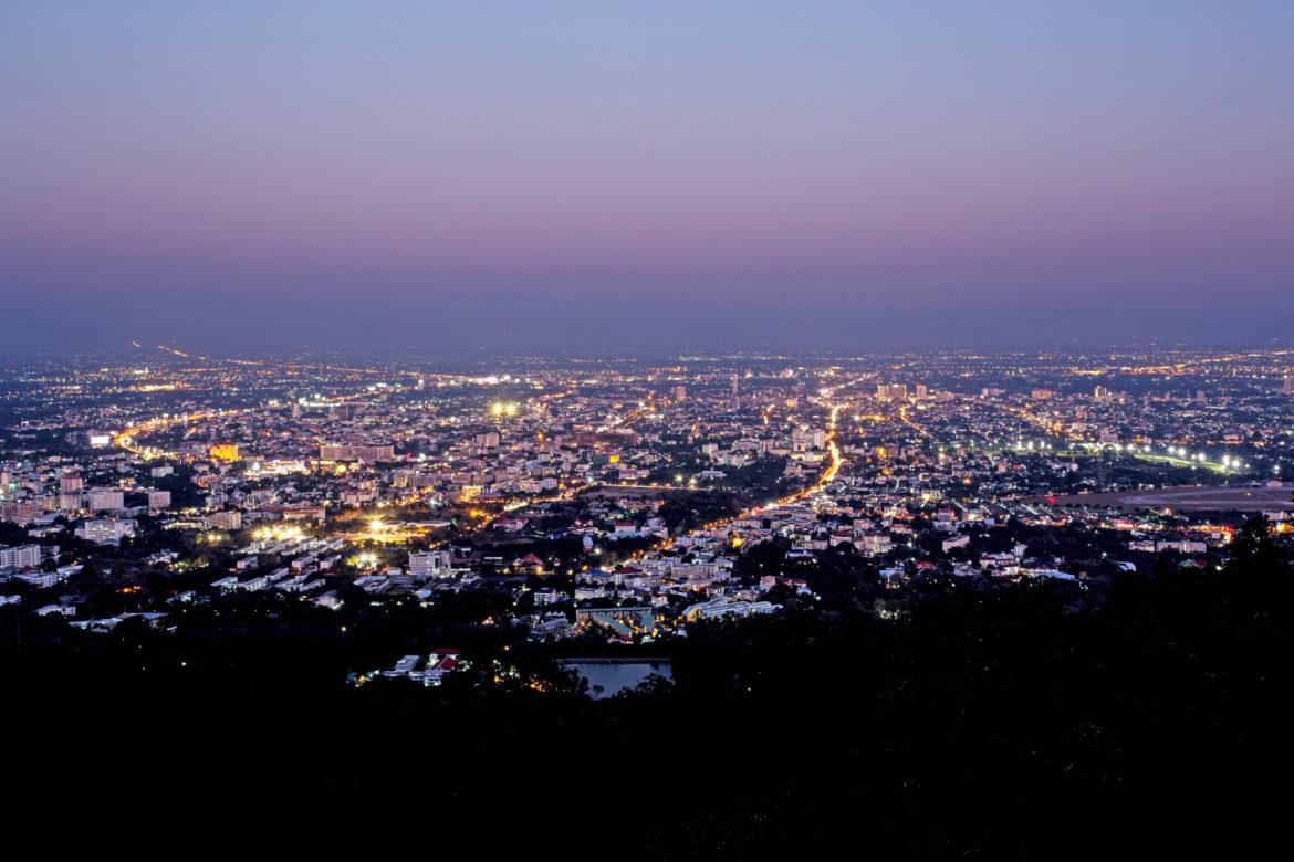 Chiang mai night view on view point of doi suthep